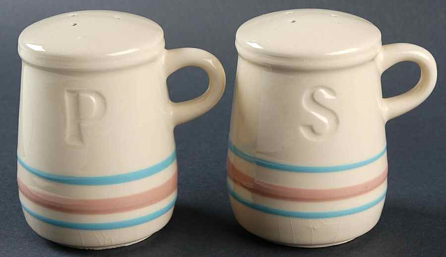 Pink & Blue Stripes Stove Top Salt & Pepper Set by Nelson McCoy-1
