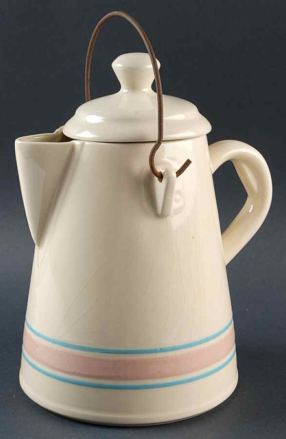 Pink & Blue Stripes Kettle & Lid by Nelson McCoy-1