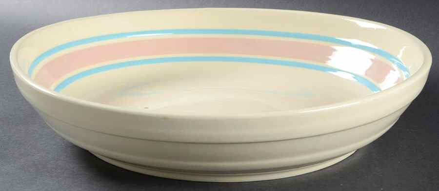 Pink & Blue Stripes 13" Pasta Serving Bowl by Nelson McCoy-1