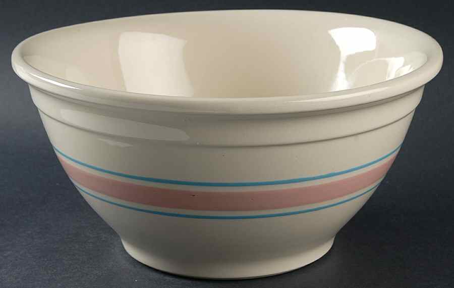 Pink & Blue Stripes 10" Mixing Bowl by Nelson McCoy-1