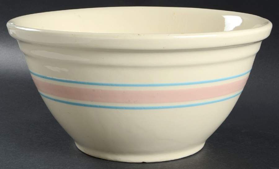 Pink & Blue Stripes 12" Mixing Bowl by Nelson McCoy-1