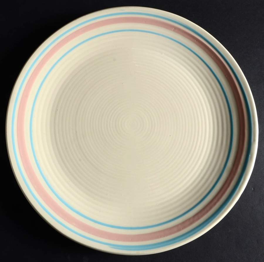 Pink & Blue Stripes 12" Chop Plate (Round Platter) by Nelson McCoy-1