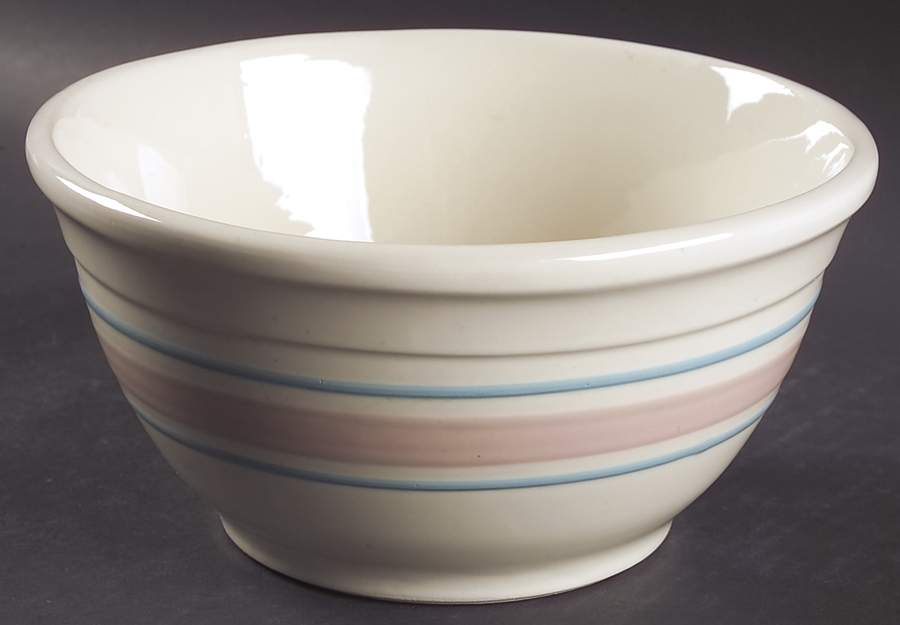Pink & Blue Stripes 8" Mixing Bowl by Nelson McCoy-1