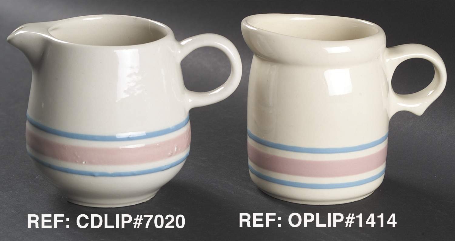 Pink & Blue Stripes Creamer by Nelson McCoy-1