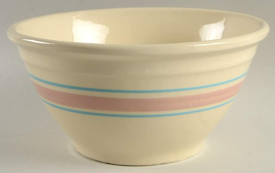 Pink & Blue Stripes 10" Mixing Bowl by Nelson McCoy-1
