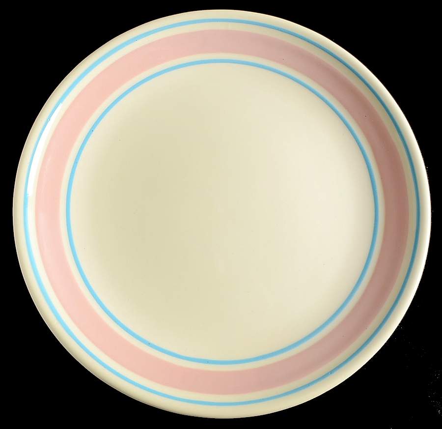 Pink & Blue Stripes Dinner Plate by Nelson McCoy-1