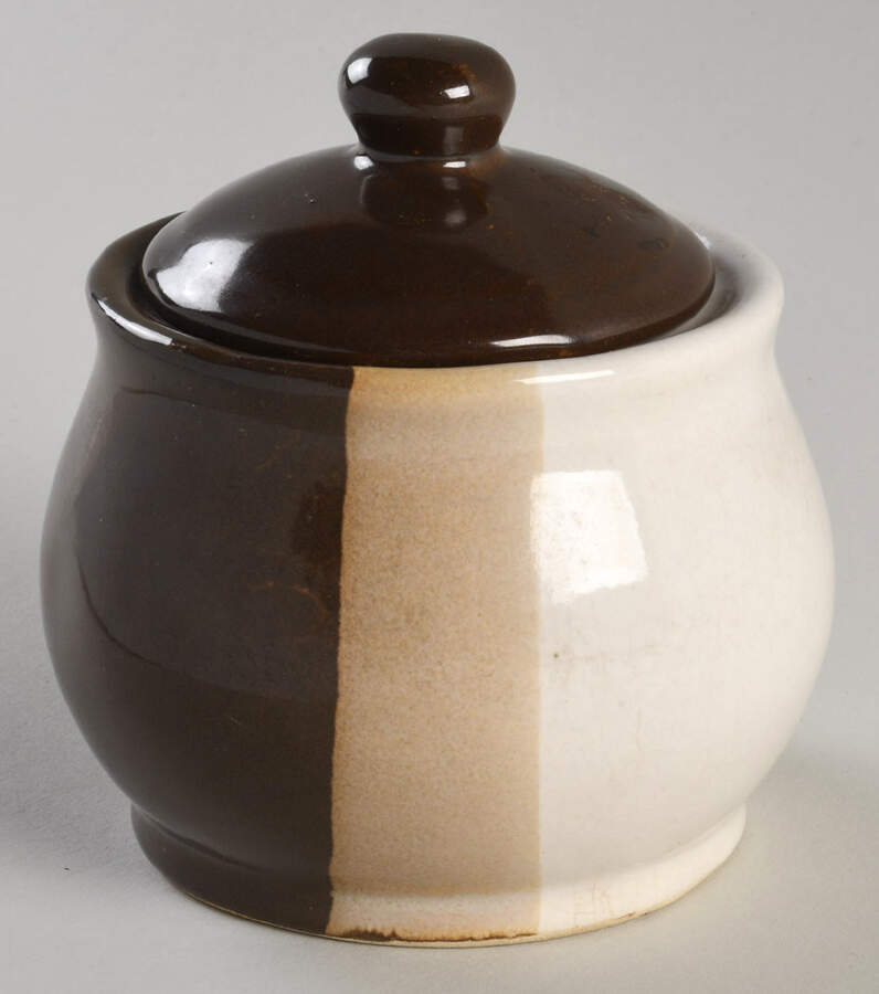 Sandstone Sugar Bowl & Lid by Nelson McCoy-1