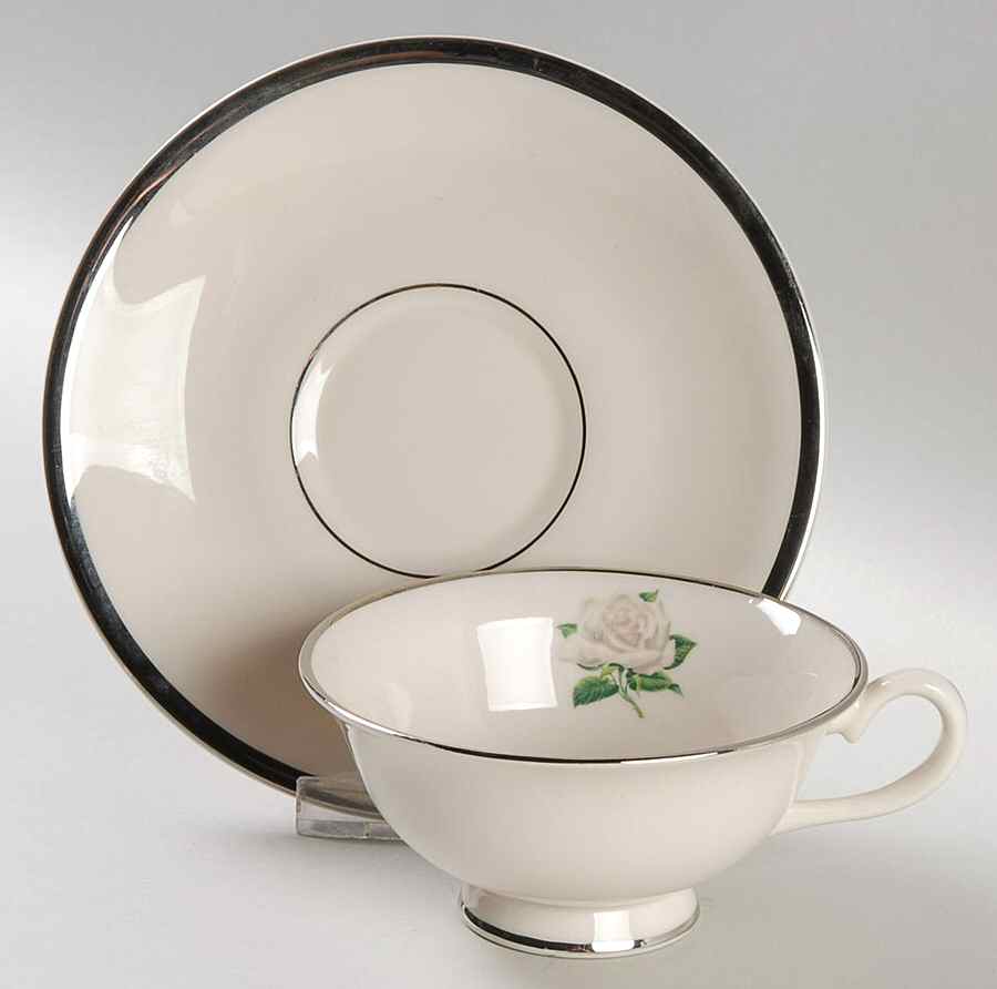 White Rose Footed Cup & Saucer Set by Manchester-1