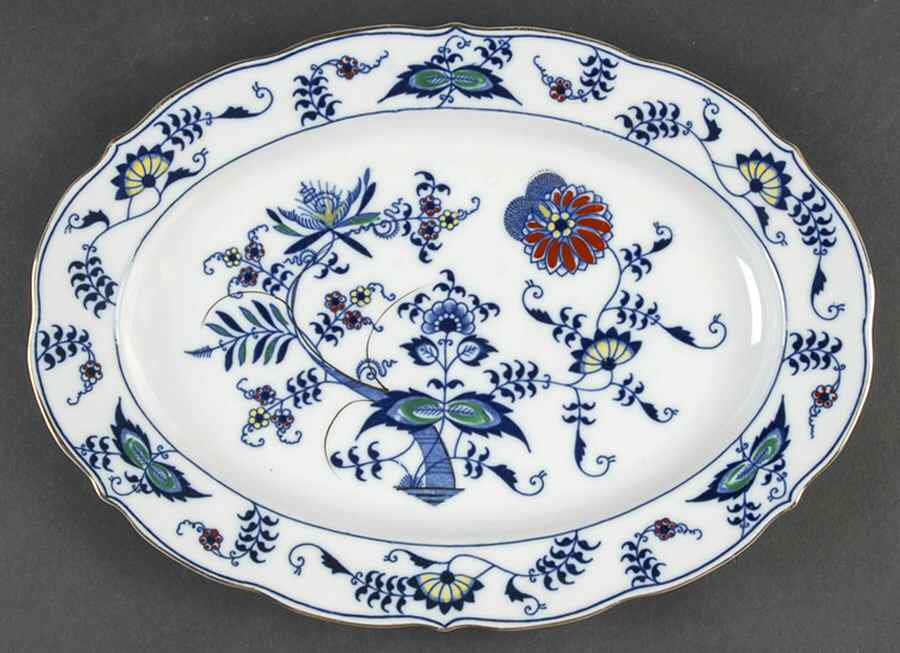 Blue Danube (Pat #99183) 12" Oval Serving Platter by Mascot (Japan)-1