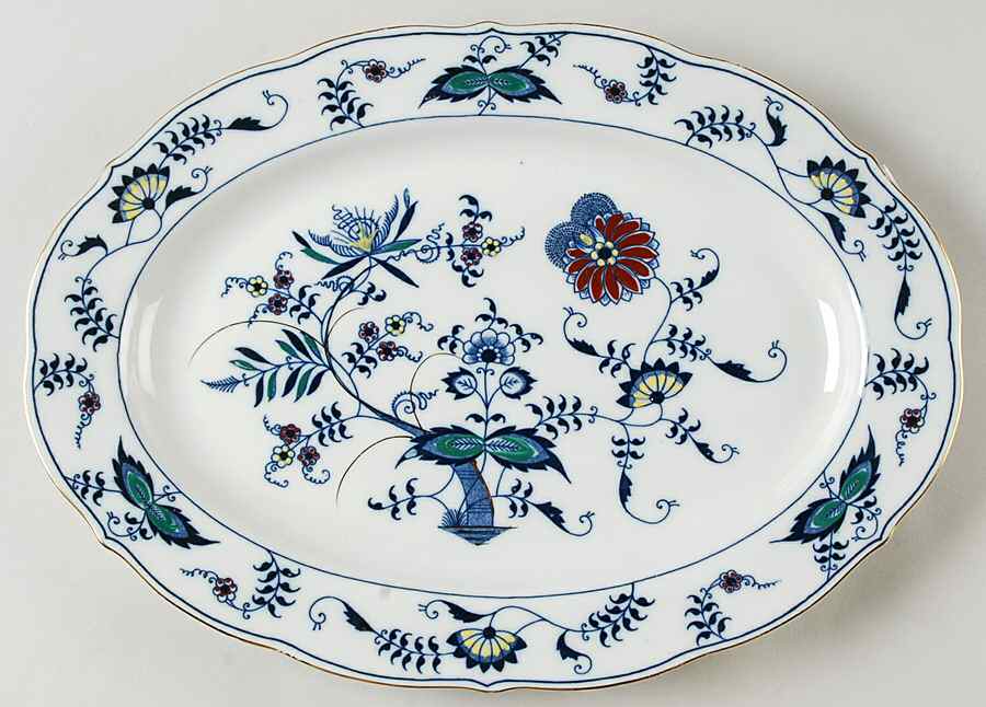 Blue Danube (Pat #99183) 14" Oval Serving Platter by Mascot (Japan)-1