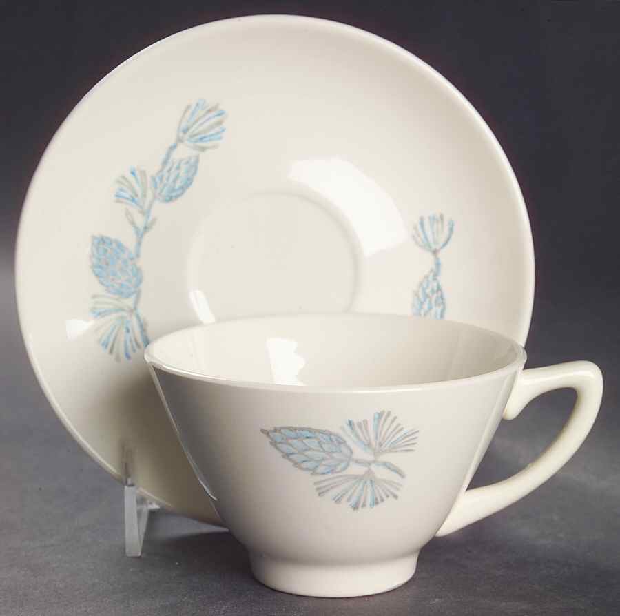 Blue Spruce Flat Cup & Saucer Set by Marcrest-1