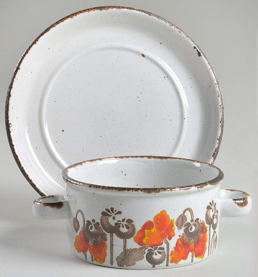 Autumn Flat Cream Soup Bowl & Saucer Set by W R Midwinter Ltd-1