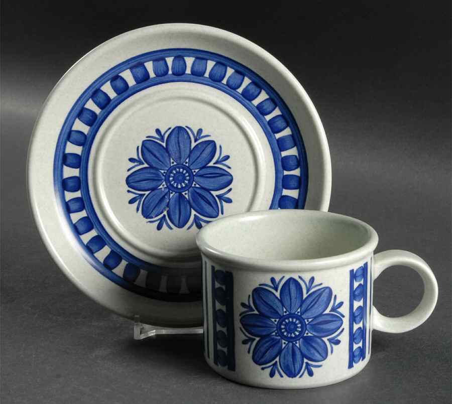 Blue Dahlia Flat Cup & Saucer Set by W R Midwinter Ltd-1