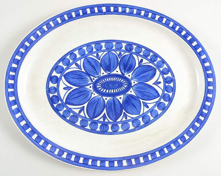 Blue Dahlia 13" Oval Serving Platter by W R Midwinter Ltd-1