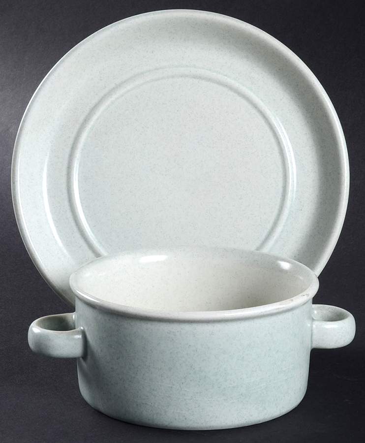 Blue Mist Flat Cream Soup Bowl & Saucer Set by W R Midwinter Ltd-1
