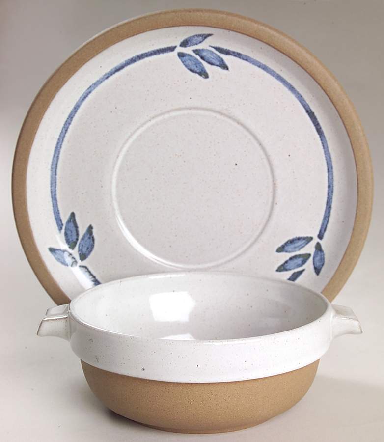 Blue Print England Flat Cream Soup Bowl & Saucer Set by W R Midwinter Ltd-1