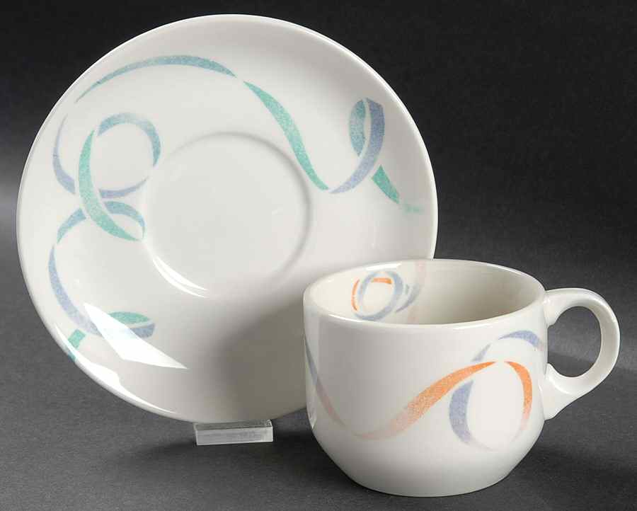 Carnival Flat Cup & Saucer Set by W R Midwinter Ltd-1