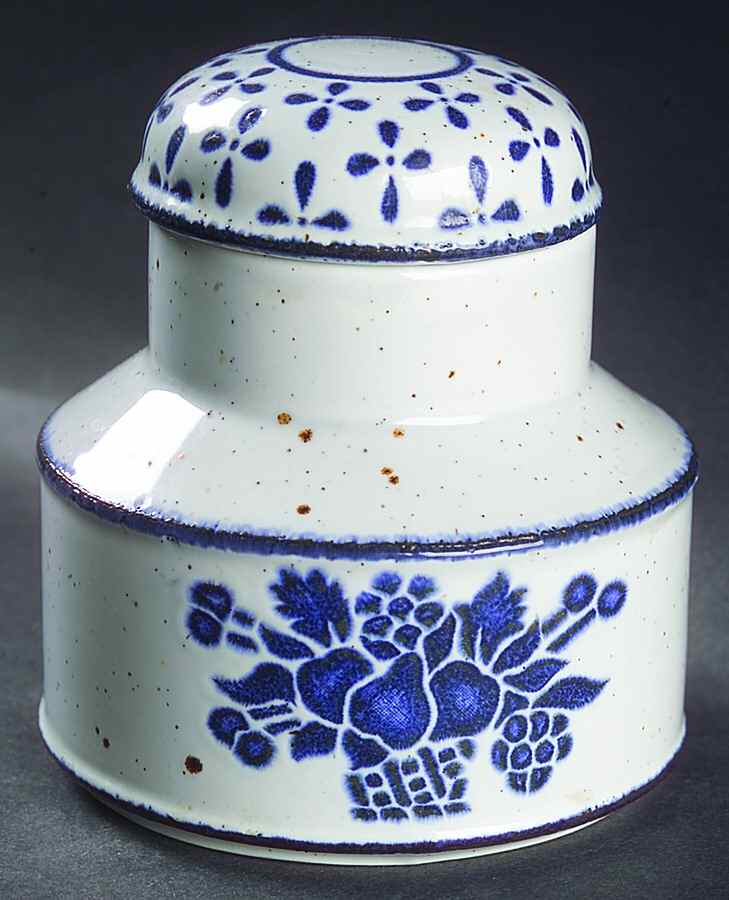 Country Blue Sugar Bowl & Lid by W R Midwinter Ltd-1