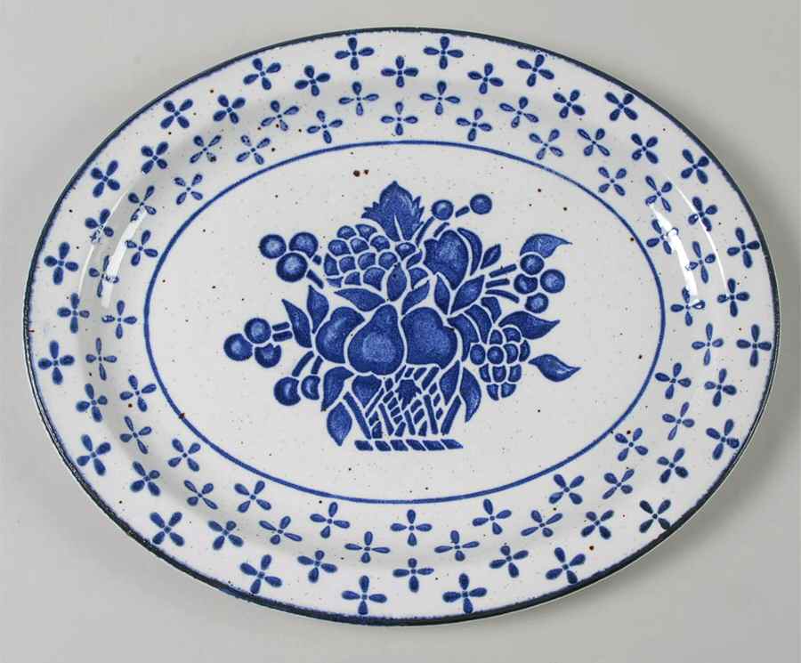 Country Blue 11" Oval Serving Platter by W R Midwinter Ltd-1