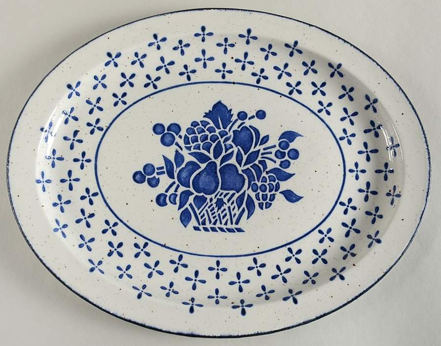 Country Blue 13" Oval Serving Platter by W R Midwinter Ltd-1