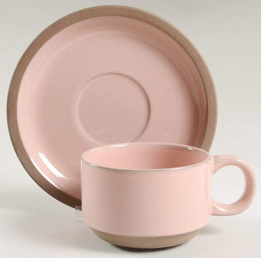 Coral Sand Flat Cup & Saucer Set by W R Midwinter Ltd-1