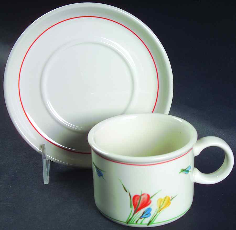 Crocus Flat Cup & Saucer Set by W R Midwinter Ltd-1