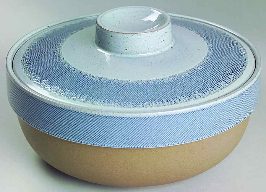 Denim Blue and Brown 2 Qt Round Covered Casserole by W R Midwinter Ltd-1