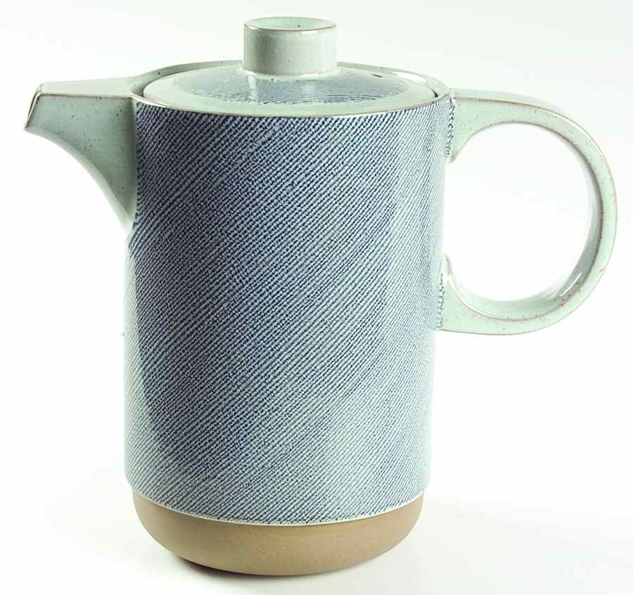 Denim Blue and Brown Coffee Pot & Lid by W R Midwinter Ltd-1