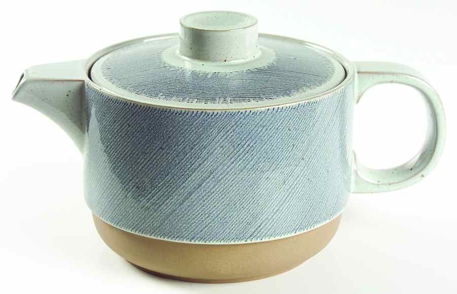 Denim Blue and Brown Teapot & Lid by W R Midwinter Ltd-1