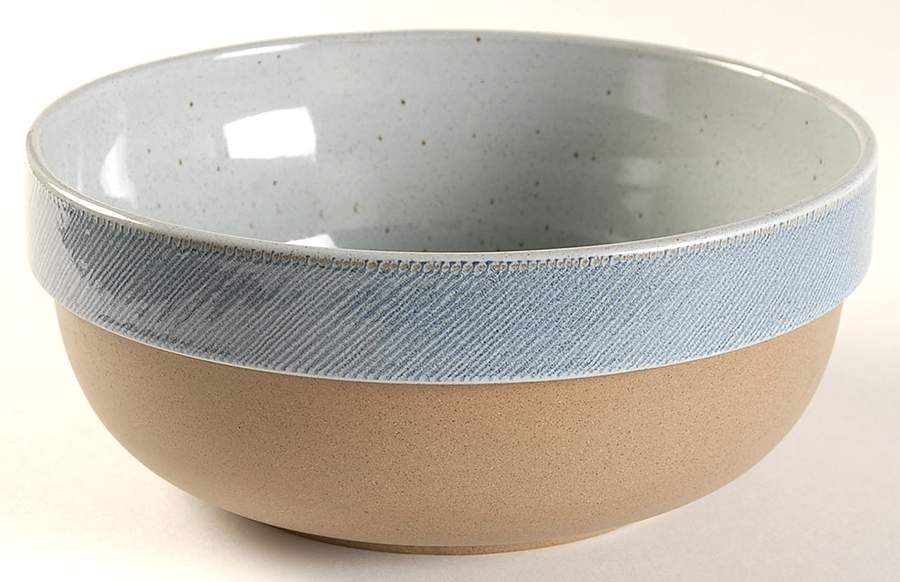 Denim Blue and Brown 8" Round Vegetable Bowl by W R Midwinter Ltd-1