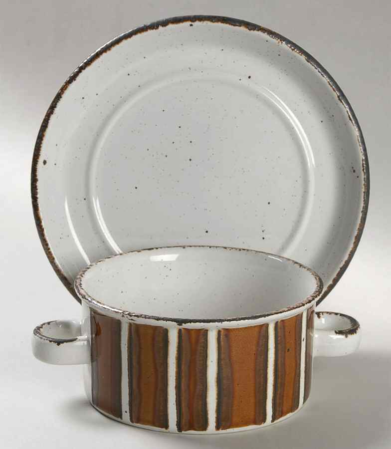 Earth Flat Cream Soup Bowl & Saucer Set by W R Midwinter Ltd-1