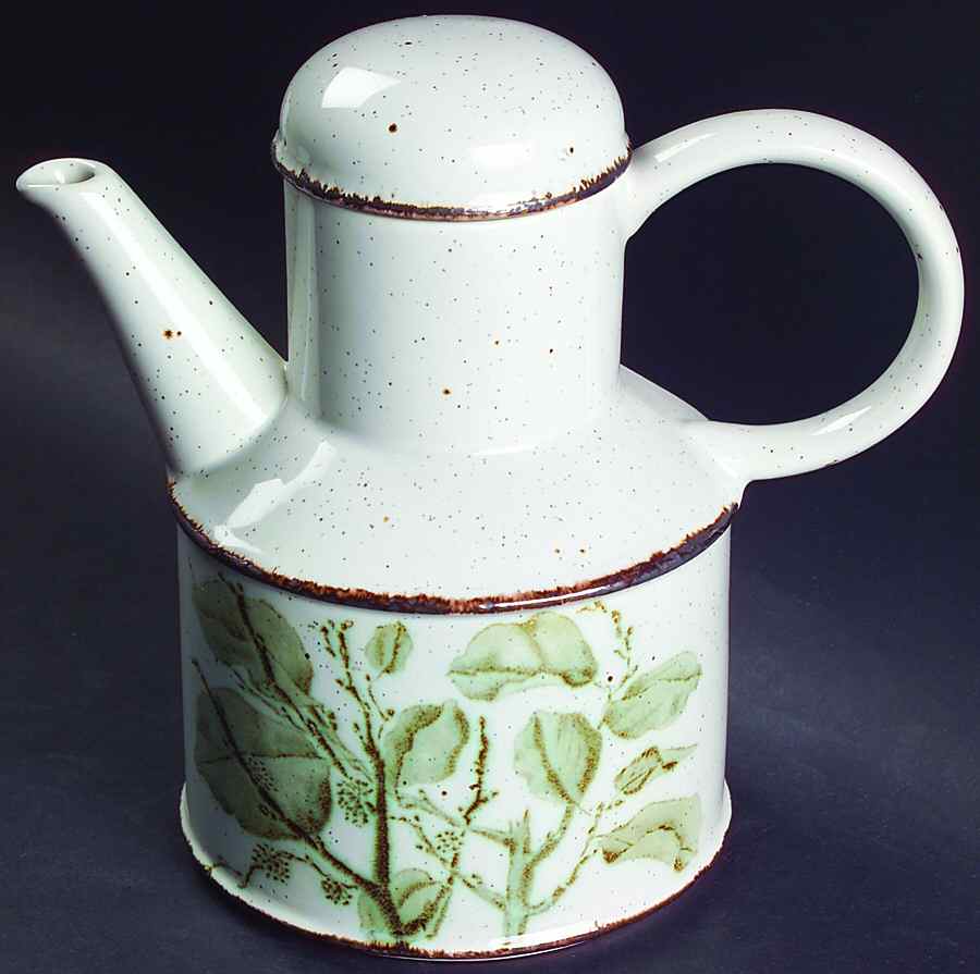 Green Leaves Coffee Pot & Lid by W R Midwinter Ltd-1