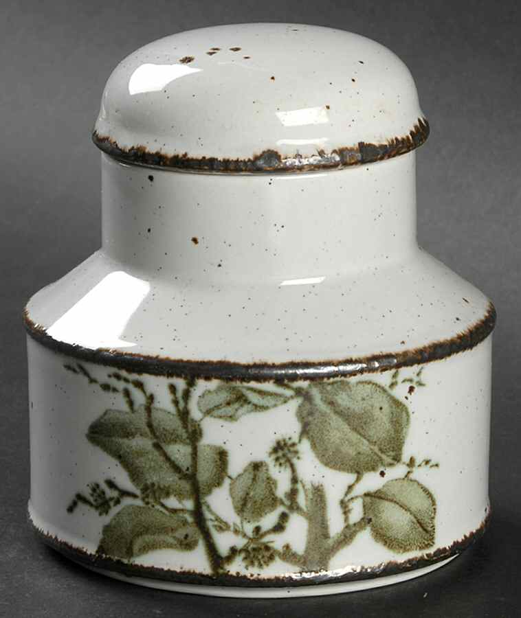 Green Leaves Sugar Bowl & Lid by W R Midwinter Ltd-1