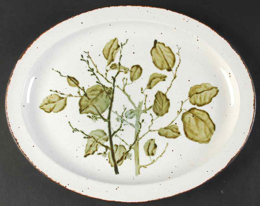 Green Leaves 13" Oval Serving Platter by W R Midwinter Ltd-1