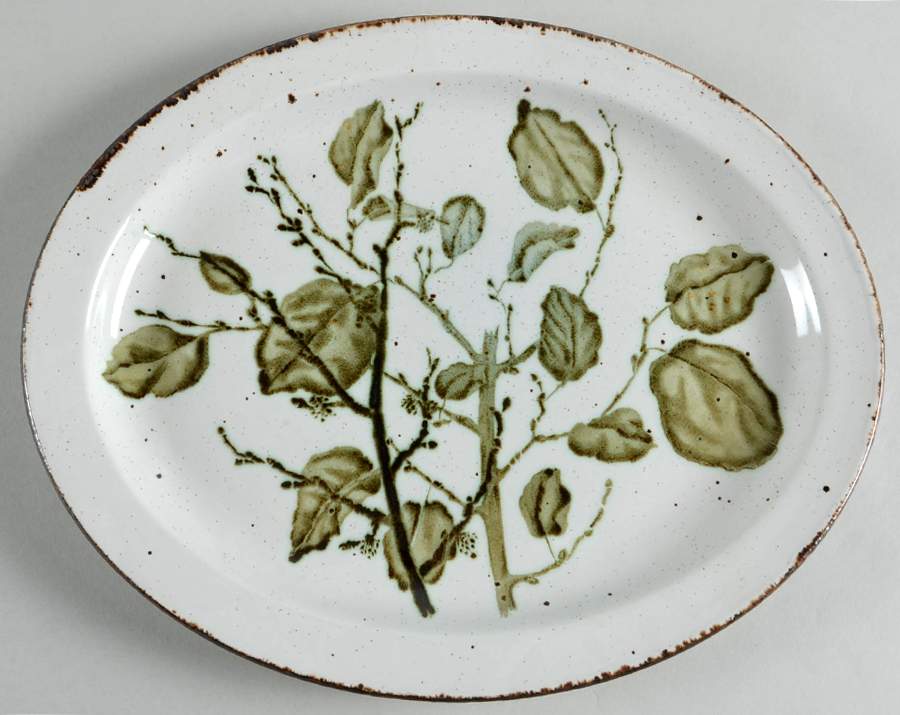 Green Leaves 12" Oval Serving Platter by W R Midwinter Ltd-1