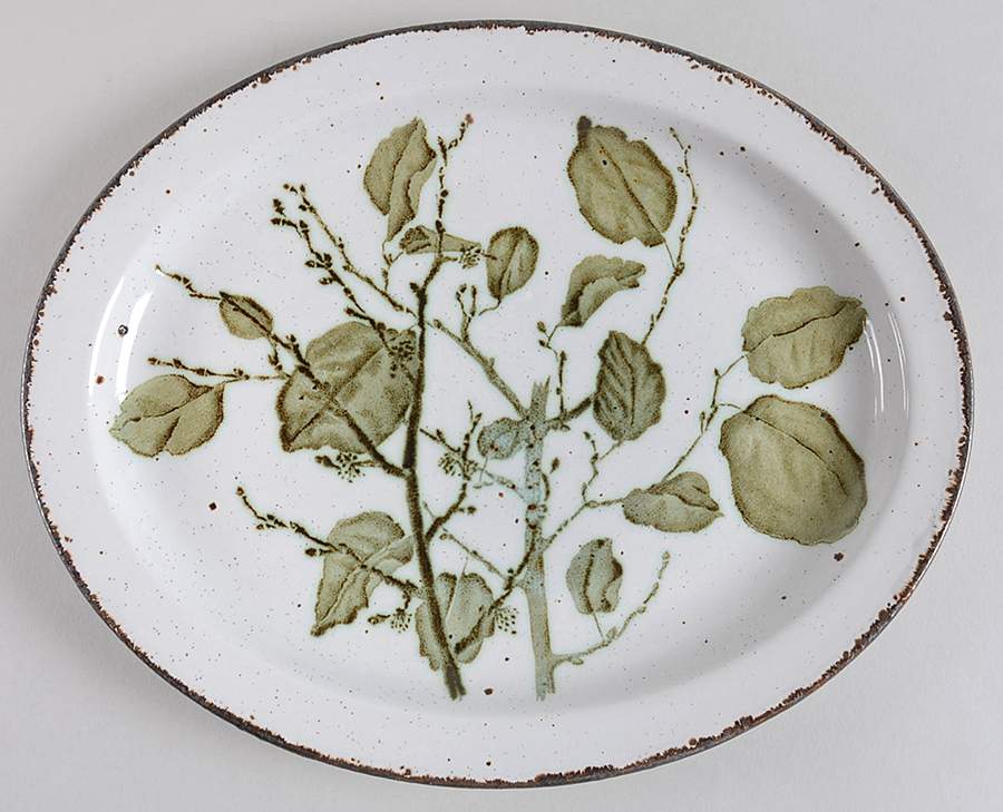 Green Leaves 11" Oval Serving Platter by W R Midwinter Ltd-1