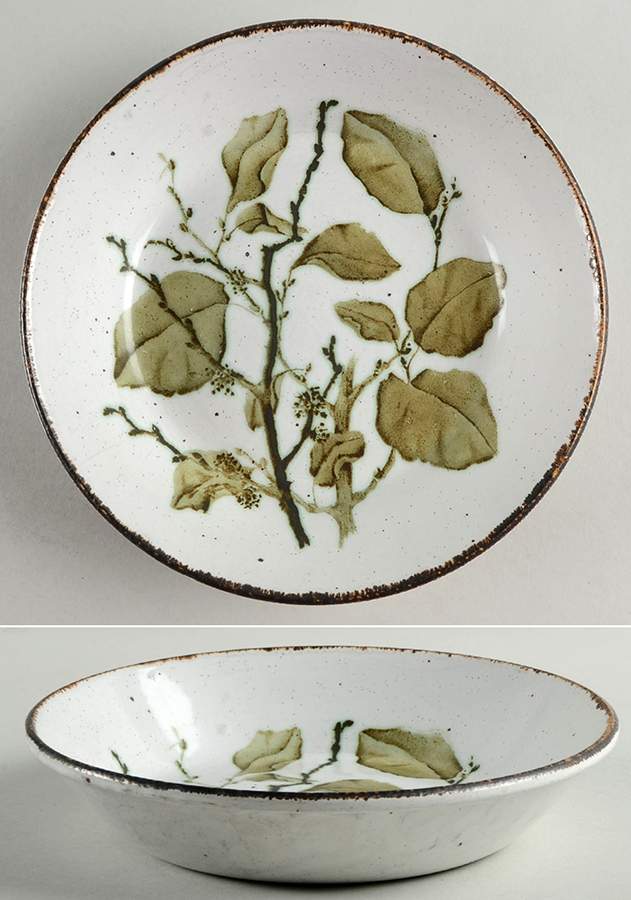 Green Leaves Coupe Soup Bowl by W R Midwinter Ltd-1