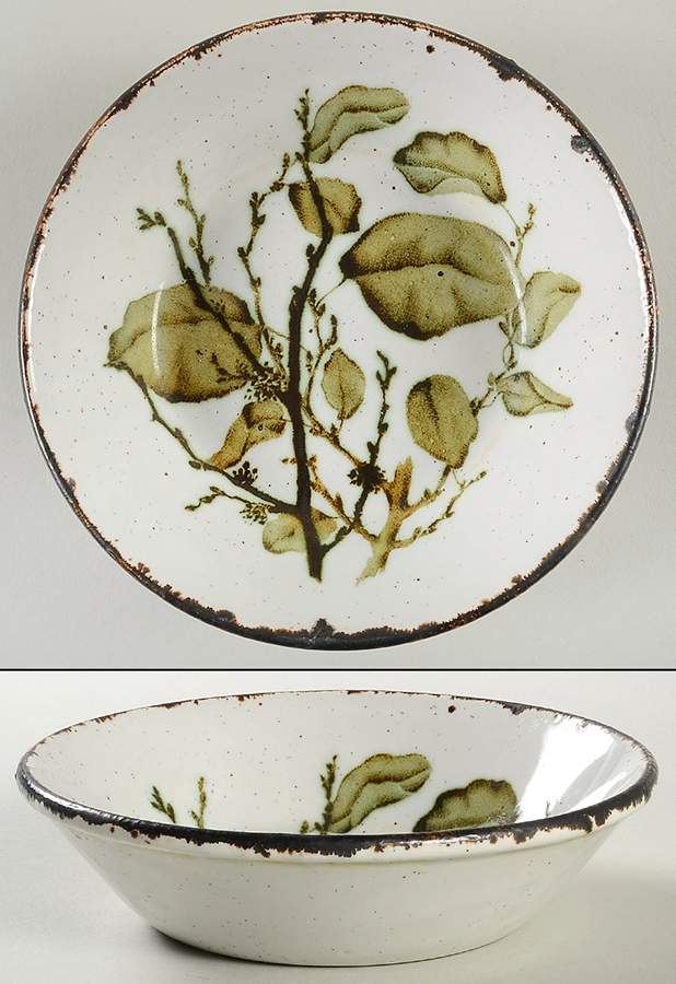 Green Leaves Fruit/Dessert (Sauce) Bowl by W R Midwinter Ltd-1