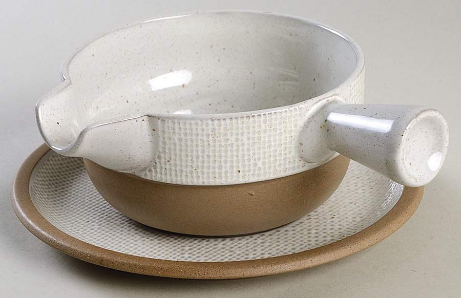 Hopsack Gravy Boat & Underplate by W R Midwinter Ltd-1