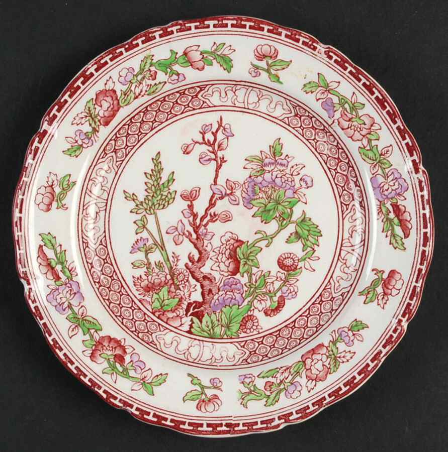 Indian Tree Red Lavender (Scalloped) Bread & Butter Plate by W R Midwinter Ltd-1