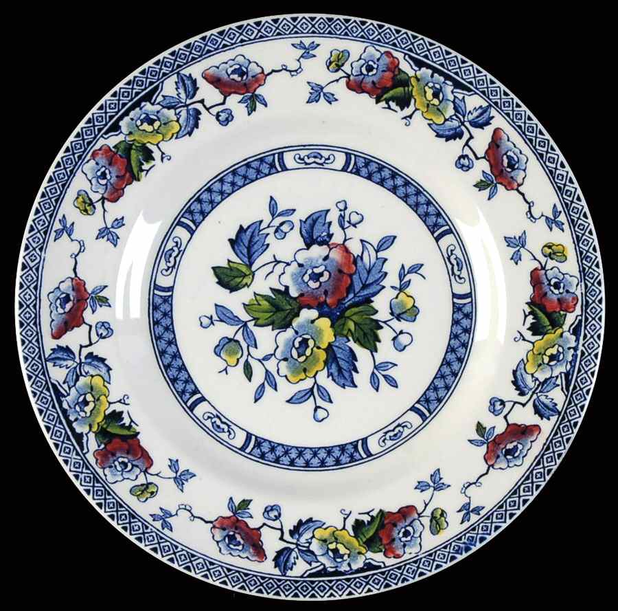 Jacobean Blue Multicolor Bread & Butter Plate by W R Midwinter Ltd-1