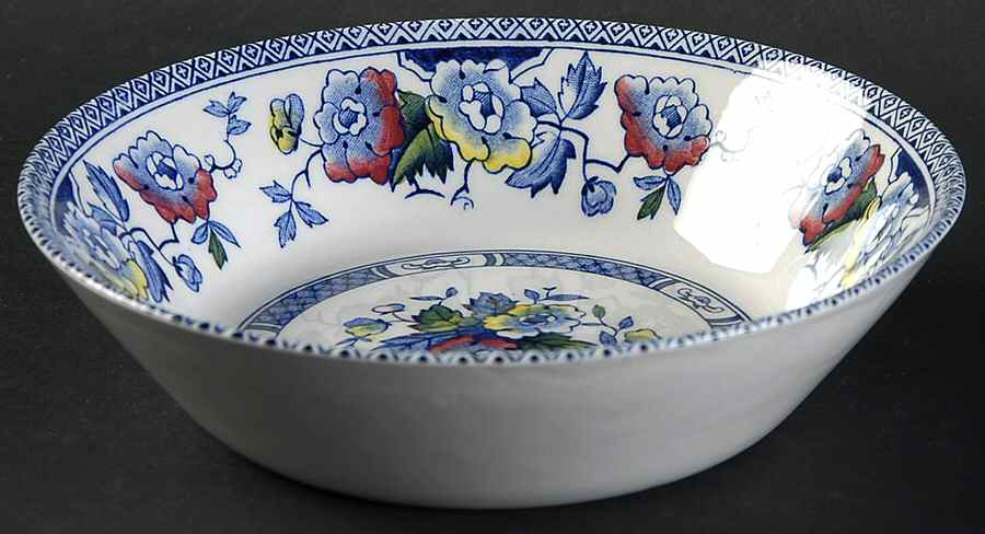Jacobean Blue Multicolor Fruit/Dessert (Sauce) Bowl by W R Midwinter Ltd-1