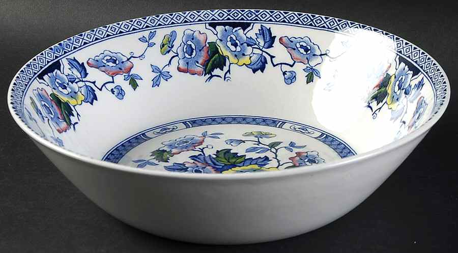 Jacobean Blue Multicolor 8" Round Vegetable Bowl by W R Midwinter Ltd-1