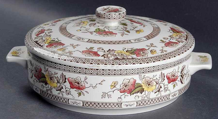 Jacobean Brown Multicolor Round Covered Vegetable by W R Midwinter Ltd-1