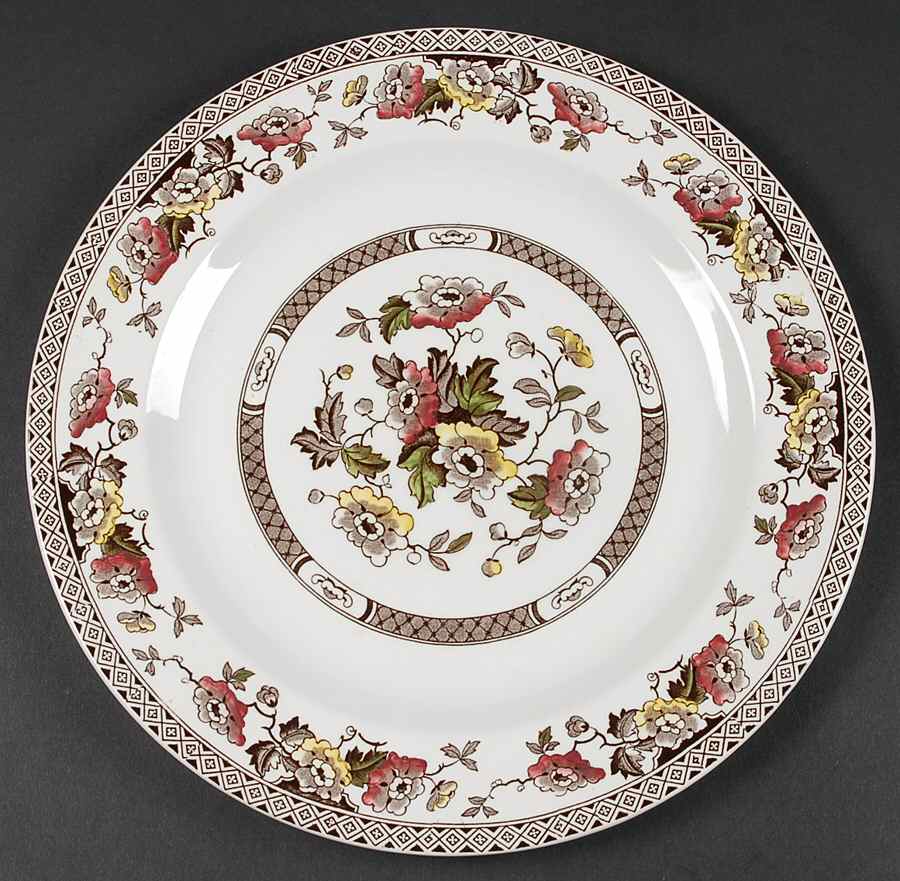 Jacobean Brown Multicolor 12" Chop Plate (Round Platter) by W R Midwinter Ltd-1