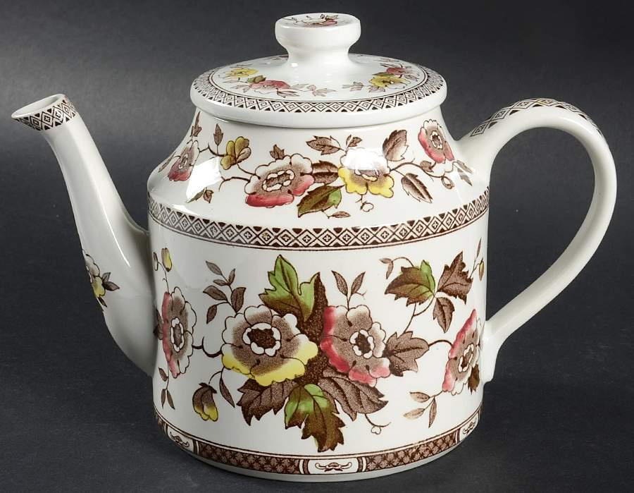 Jacobean Brown Multicolor Teapot & Lid by W R Midwinter Ltd-1