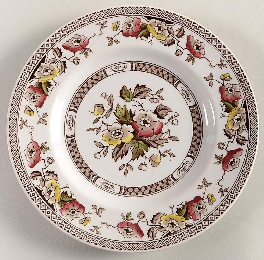 Jacobean Brown Multicolor Bread & Butter Plate by W R Midwinter Ltd-1