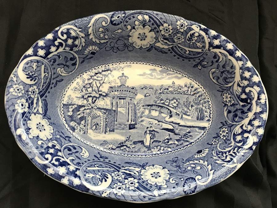 Landscape Blue 9" Oval Vegetable Bowl by W R Midwinter Ltd-1