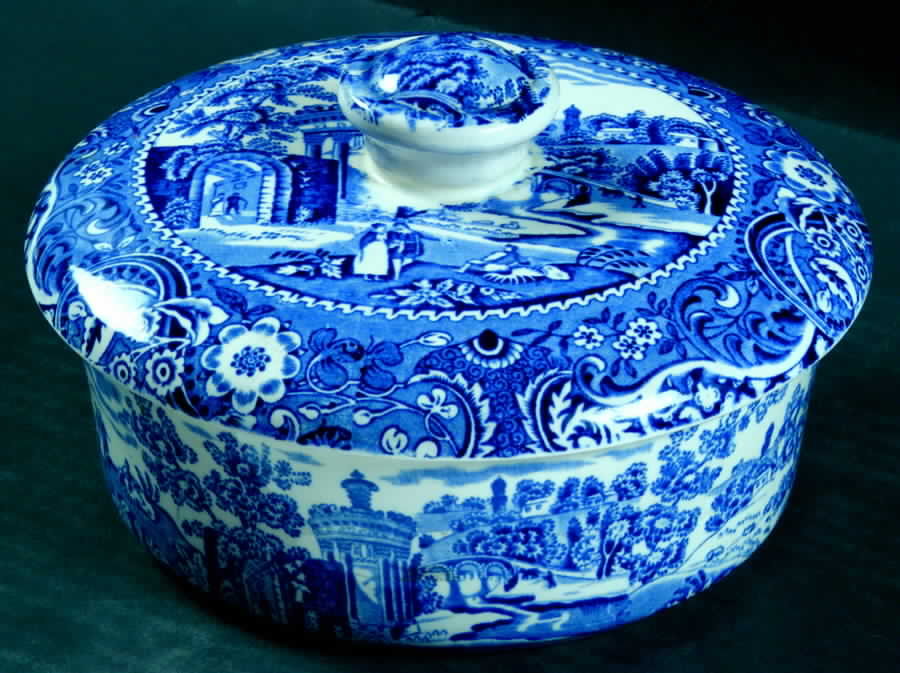 Landscape Blue Lazy Susan Center with Lid by W R Midwinter Ltd-1