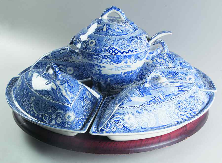 Landscape Blue 12 Pc Canterbury Set (Cvrd Sides,Center,Tray&Lid) by W R Midwinter Ltd-1
